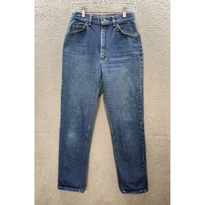 Vintage Lee Jeans Womens 11 Medium Blue Denim High Rise Western USA Made 90s Y2K